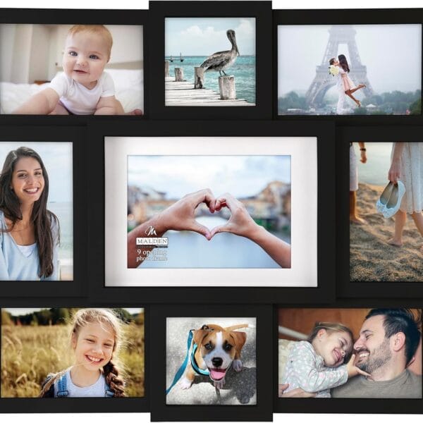 Malden International Designs Black 9 Opening Collage Photo Frame