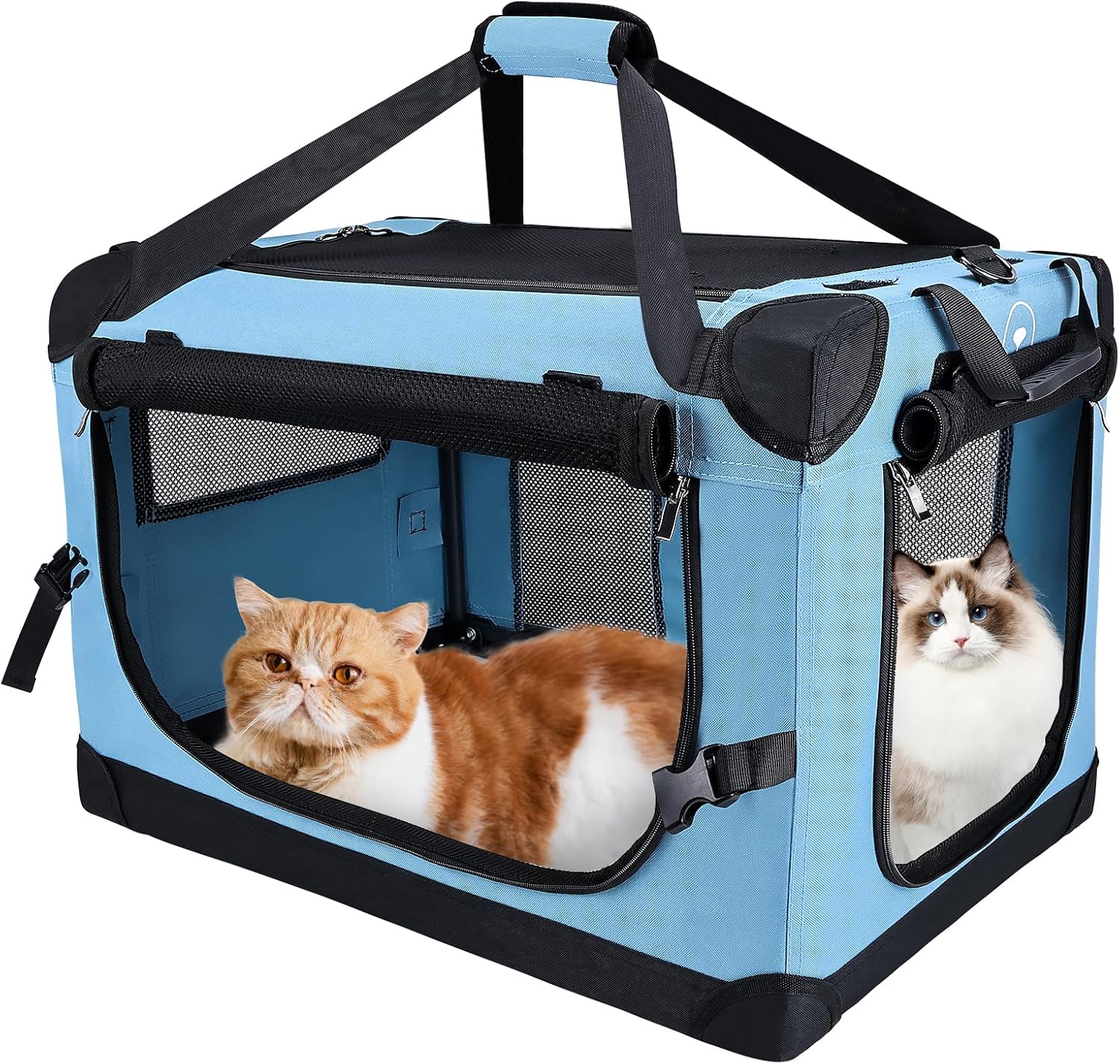 Large Cat Carrier for Car Travel, Soft Sided Collapsible Pet Carrier for Outdoor and Indoor Uses, Roomy Extra Large Cat Carrier for 2 Kittens or Puppies Up to 50lbs (Teal) Large Cat Carrier for Car Travel, Soft Sided Collapsible Pet Carrier for Outdoor and Indoor Uses, Roomy Extra Large Cat Carrier for 2 Kittens or Puppies Up to 50lbs (Teal)
