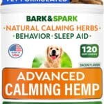 BARK&SPARK Advanced Calming Chews for Dogs - Anxiety Relief Treats - Melatonin + Hemp Oil - Separation Aid - Stress Relief During Fireworks, Storms, Thunder - Aggressive Behavior - SmokyBacon (120ct)