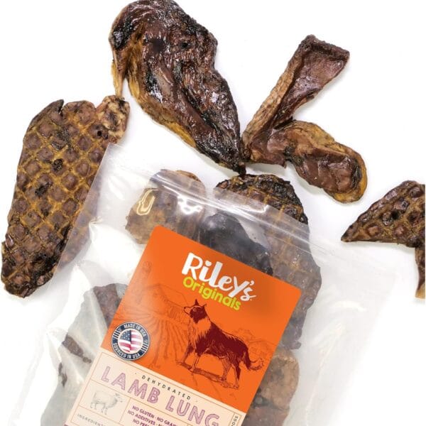 Riley's Premium Dehydrated Lamb Lung Dog Treats - Sourced in USA, Made in USA - Air Dried Crunchy & Delicious Lamb Dog Treats - 6 oz