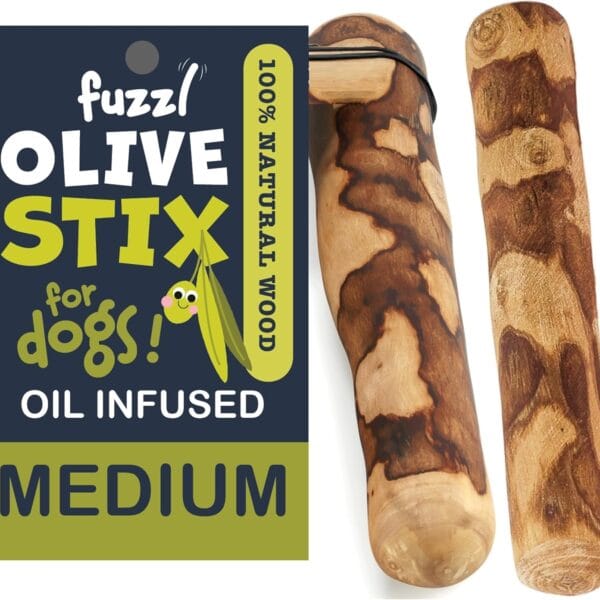 Olive Stix Medium 2 Pack Dog Chew Toy - Natural Olive Wood Dog Chews Tough Toys Long Lasting Chew Toys for Aggressive Chewers