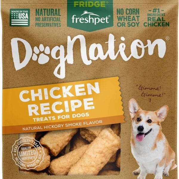 Freshpet Dognation Treats for Dogs, Chicken Recipe, Natural Hickory Smoke Flavor, Natural, No Artificial Preservatives, 6.4 Ounce (Pack of 6)