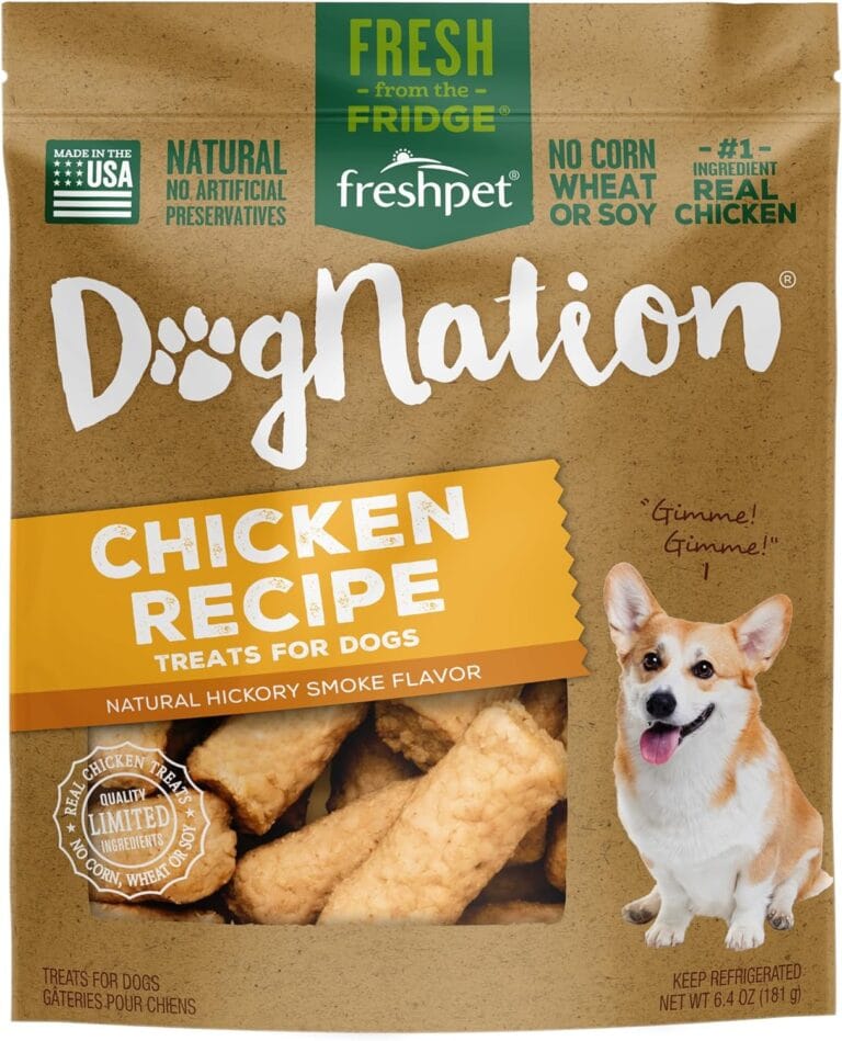 Freshpet Dognation Treats for Dogs, Chicken Recipe, Natural Hickory Smoke Flavor, Natural, No Artificial Preservatives, 6.4 Ounce (Pack of 6)