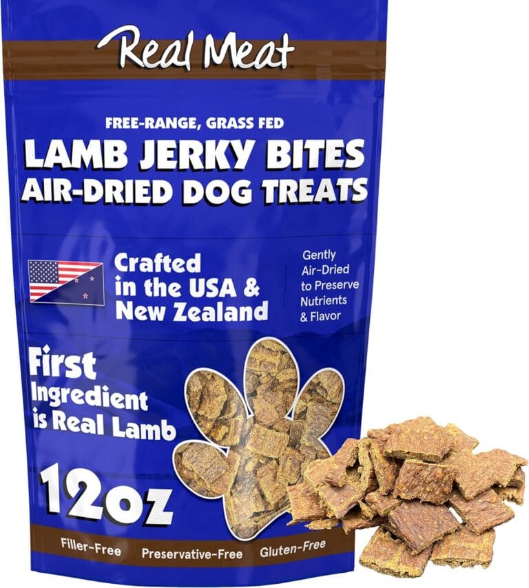 Real Meat Dog Treats - 12oz Bag of Bite-Sized Air-Dried Lamb Jerky for Dogs - Grain-Free Jerky Dog Treats, Free-Range, Grass Fed Lamb - All-Natural High Protein