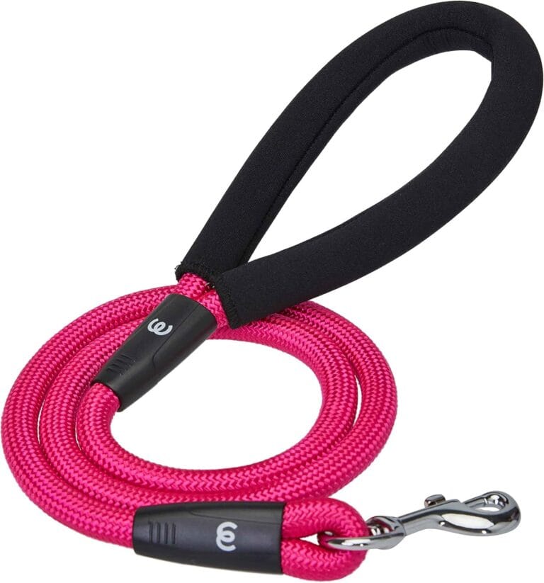 Blueberry Pet Essentials Dog Leash, Puppy Essentials, Strong Rope Dog Leashes for Large Dogs Heavy Duty, 4ft, Comfortable Neoprene Handle, French Pink, Eco-Friendly, Water & Dirt Resistant