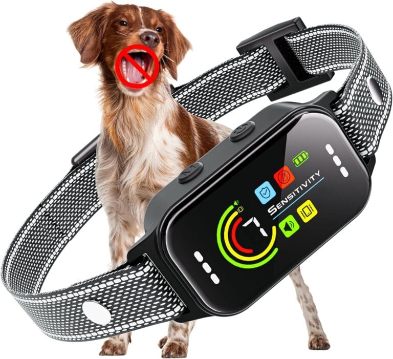 JEUJE Dog Bark Collar,Bark Collar for Large Medium Small Dogs 8-120lbs, AUTO Barking Collar, Bark Training Collar with 7-Level Sensitivity + 5 Safety Modes Humane Training System