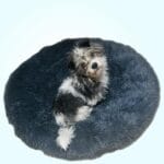Round Soft Plush Donut Dog Bed Cozy Machine Washable Warm & Therapetic, Dark Smokey Gray Large, 48 inches (120 cm)
