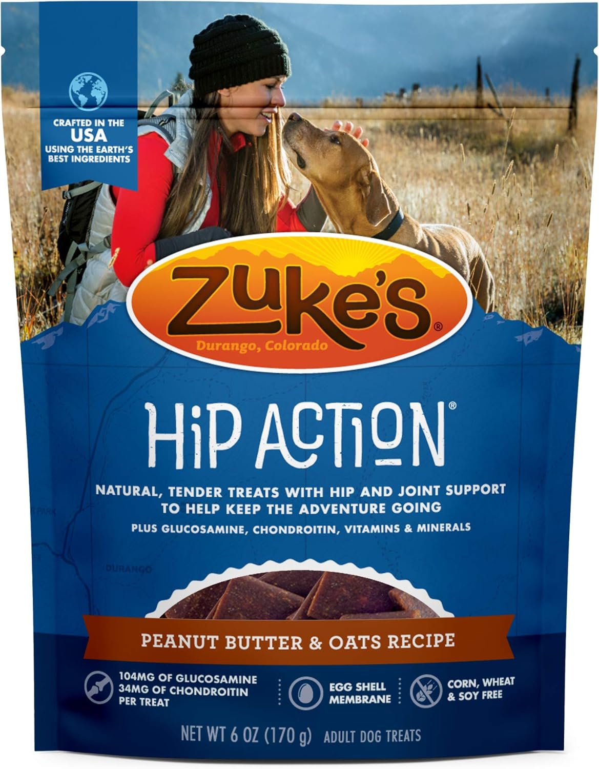 Zukes Hip Action, Hip And Joint Support, Soft And Chewy Natural Dog Treats , Peanut Butter And Oats Recipe - 6.0 OZ Bag Zukes Hip Action, Hip And Joint Support, Soft And Chewy Natural Dog Treats , Peanut Butter And Oats Recipe - 6.0 OZ Bag