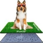 Pee Pads for Dogs with Fake Grass, 32" x 24" Indoor Artificial Grass for Dogs Potty, Lawn Pee Pads for Doggie Washable, Reusable and Lawn for Replacement, Puppy Training Litter Box for Outdoor Patio