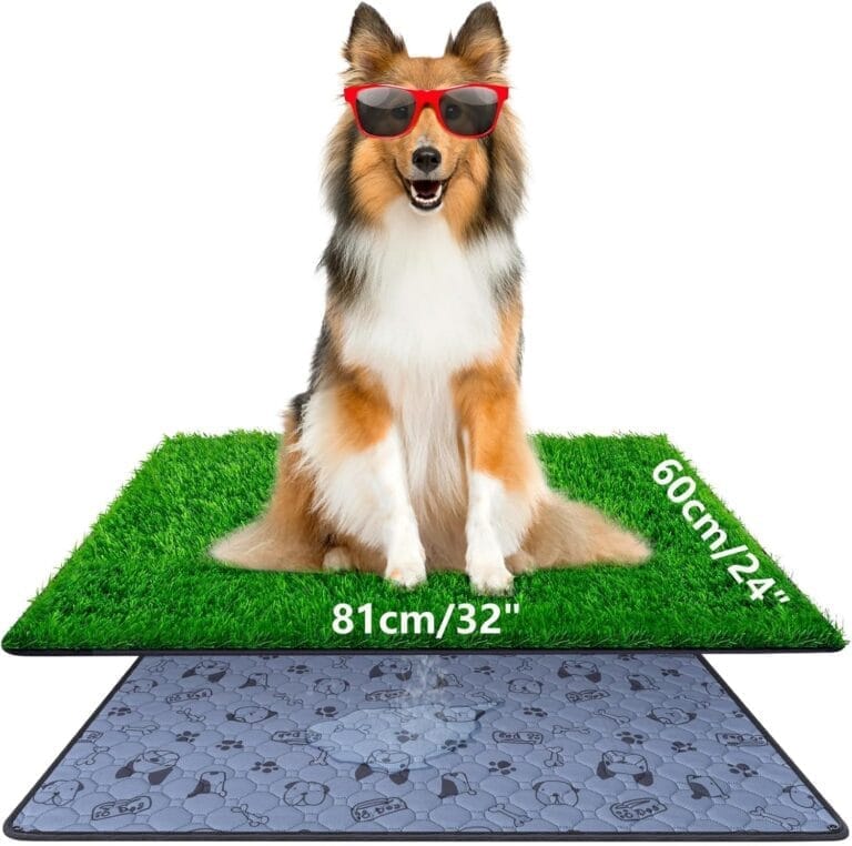 Pee Pads for Dogs with Fake Grass, 32" x 24" Indoor Artificial Grass for Dogs Potty, Lawn Pee Pads for Doggie Washable, Reusable and Lawn for Replacement, Puppy Training Litter Box for Outdoor Patio