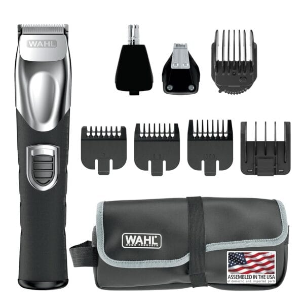 Wahl USA Rechargeable Lithium Ion All in One Beard Trimmer for Men with Detail and Ear & Nose Hair Trimmer Attachment  Model 9854-600B