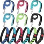 6 Sets Reflective Dog Leash and Collar Set, Nylon Leashes Adjustable Dog Collar Heavy Duty Padded Handle Leash for Small Medium Large Dogs Walking Training(Stylish Color)