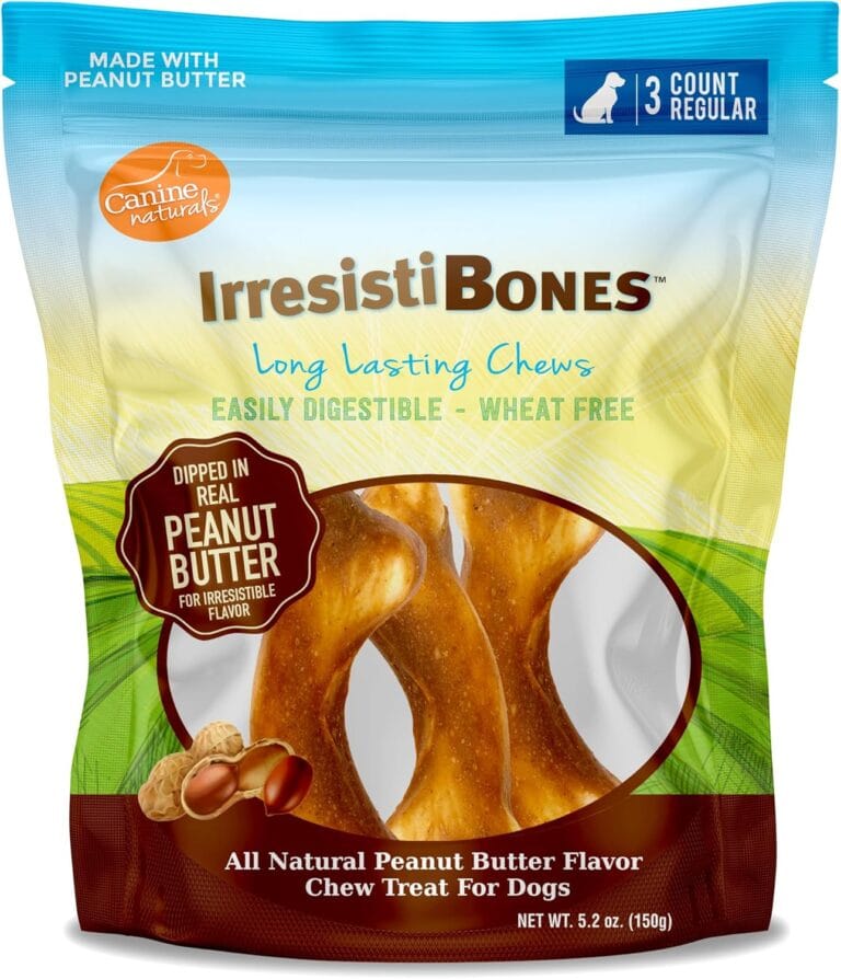Canine Naturals IrresistiBONES Long Lasting Peanut Butter Chew - Made with Real Peanut Butter - All Natural and Easily Digestible - 3 Pack