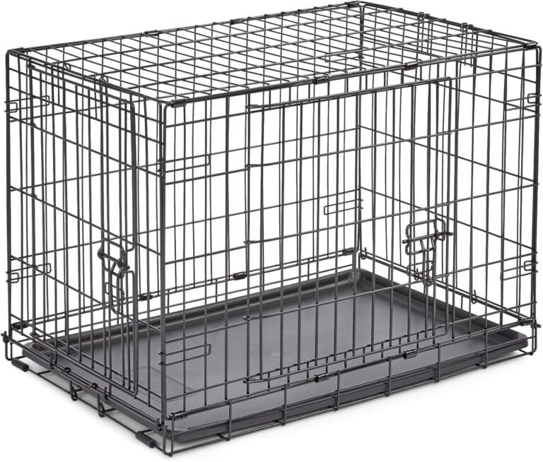 New World Double Door Folding Metal 30-Inch Dog Crate, Includes Leak-Proof Pan, Floor Protecting Feet, & New Patented Features, for Medium-Sized Breeds