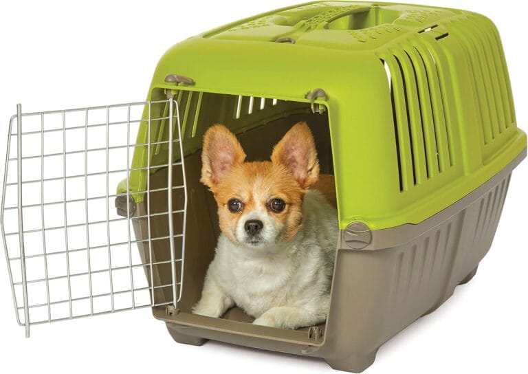 MidWest Homes for Pets Spree Travel Carrier  Hard-Sided Dog & Cat Carrier, Small Pet Travel Crate with Handle, Ventilated Design, Easy Assembly, 24-Inch, Green
