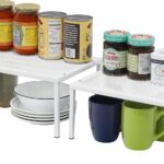 Simple Houseware Expandable Stackable Kitchen Counter Shelf Organizer, White, Metal Top, 11.25"L x 7.9"W x 5.4"H