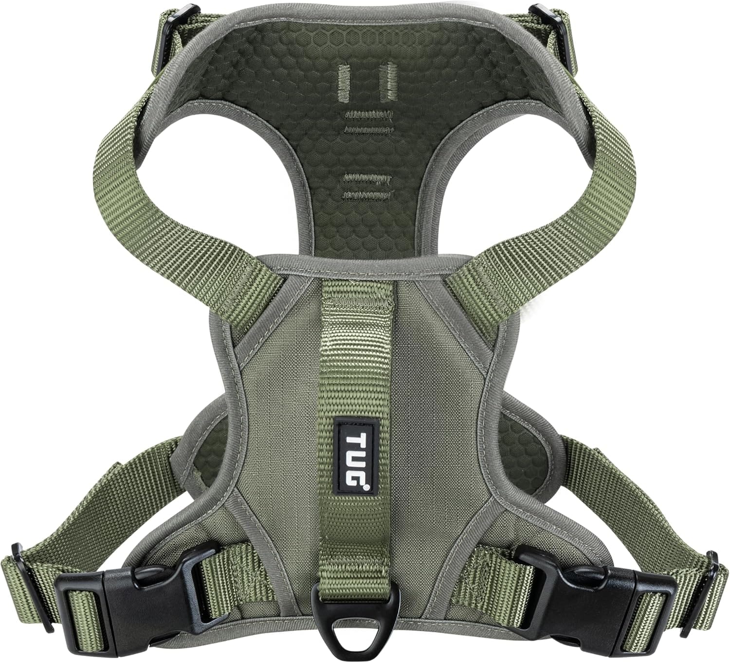 TUG Dog Harness with 2 Leash Connection Points | Adjustable, Padded, Lightweight | Handle on Back | No-Pull Front Clip (Small, Green) TUG Dog Harness with 2 Leash Connection Points | Adjustable, Padded, Lightweight | Handle on Back | No-Pull Front Clip (Small, Green)