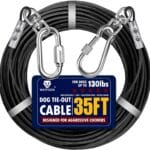 Dog Leads for Yard, 35ft Tie Out Runner Steel Wire Cable, Heavy Duty Pet Tether Chains for Dogs Up to 130 Lbs, Outside, Camping, Park (35ft-Black)