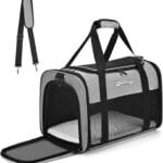 Airline Approved Pet Carrier for Cats & Small Dogs (Up to 18 Lbs) - Soft Sided Travel Carrier with Washable Pad (Grey)