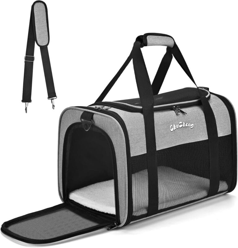 Airline Approved Pet Carrier for Cats & Small Dogs (Up to 18 Lbs) - Soft Sided Travel Carrier with Washable Pad (Grey)