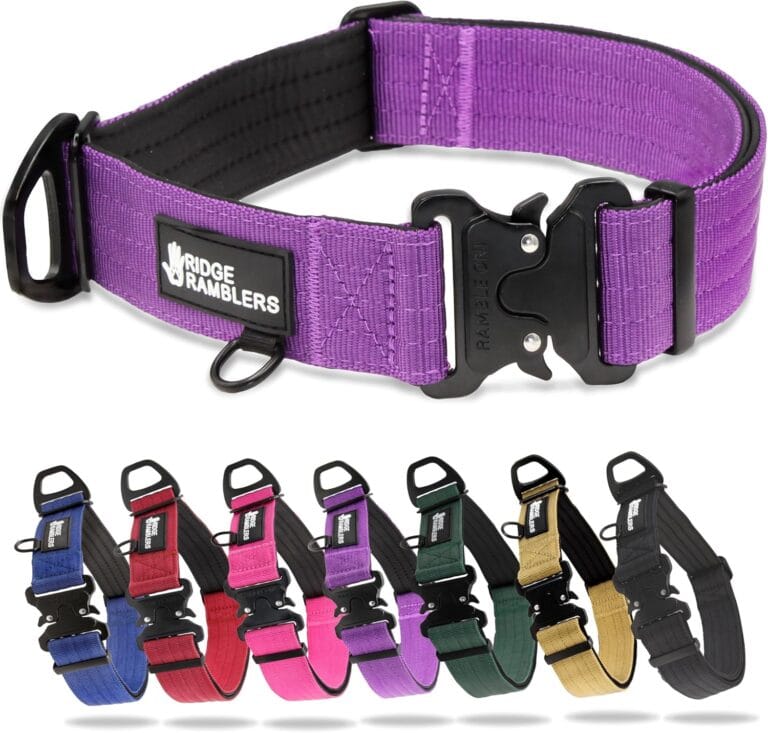Premium Heavy Duty Dog Collar with Quick Release Metal Buckle - 1.5in Wide Military Grade Tactical Dog Collar with Thick Soft Neoprene Lining and Reinforced Nylon