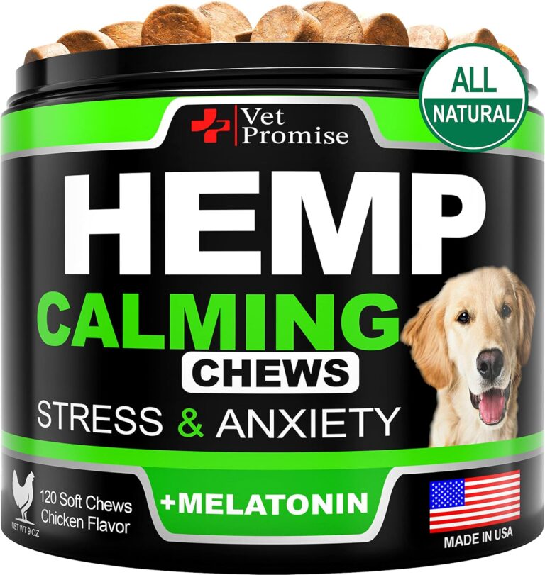 Hemp Calming Chews for Dogs with Anxiety and Stress - Dog Calming Treats - Anxiety Relief - Separation - Travel - Barking - Melatonin - Hemp Oil - 120 Soft Treats - Made in USA