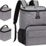 MOSISO Dog Travel Bag Backpack, Airline Approved Pet Accessories Organizer Daypack, Multi-Pockets Pet Supplies Storage Backpack with 2 Dog Food Baskets for Traveling Weekend Away, Grey