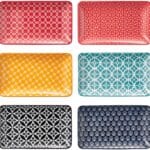 DOWAN 8" Ceramic Salad Plates Set of 6, Colorful Design for Salads, Appetizers & Desserts, Dishwasher, Microwave & Oven Safe  Ideal for Parties and Perfect for Wedding & Mothers Day Gifts