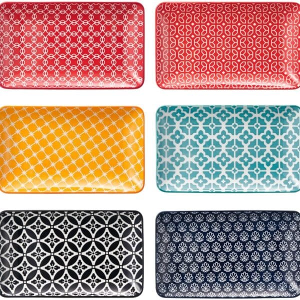 DOWAN 8" Ceramic Salad Plates Set of 6, Colorful Design for Salads, Appetizers & Desserts, Dishwasher, Microwave & Oven Safe  Ideal for Parties and Perfect for Wedding & Mothers Day Gifts