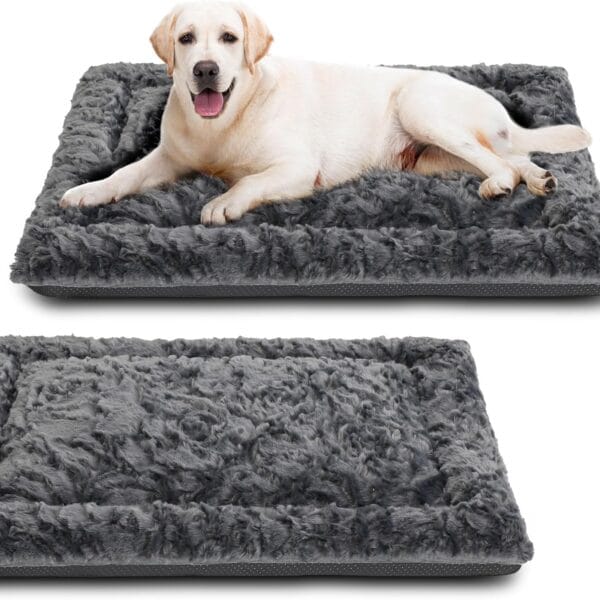 2 Pack Dog Bed for Large Medium Small Dogs,Reversible Rectangle Dog Bed,Washable Orthopedic Durable Sofa Bed for Pet Sleeping Puppy Cat-L-Grey
