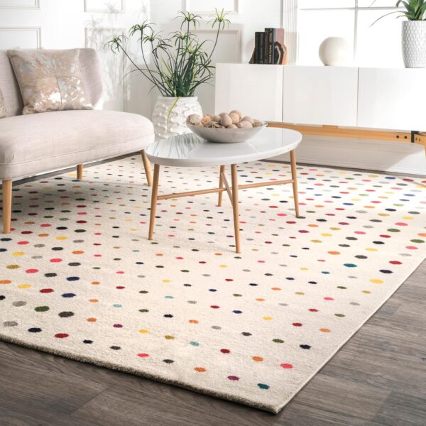 nuLOOM Dorie Polka Dot 3x5 Accent Rug for Living Room Bedroom Dining Room Entryway Kitchen, Multicolor/Ivory