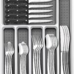 49-Piece Silverware Set with Organizer, Heavy Duty Stainless Steel Flatware for 8, Cutlery Utensil Sets with Steak Knives, Rust-proof, Mirror Polished, Dishwasher Safe