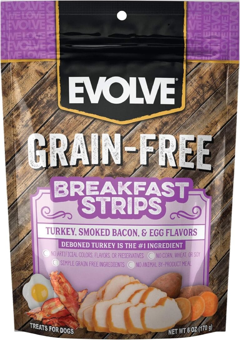 Evolve Grain Free Turkey, Bacon and Egg Flavored Breakfast Strips Dog Treats, 6oz