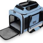 Cat Carrier Top-Expandable 18x11x11, United Delta American Airline Approved Dog Carrier, Soft Pet Carry-On Bag Underseat in Cabin, Puppy Air Travel Crate Kitten TSA Plane Carrying Case Blue