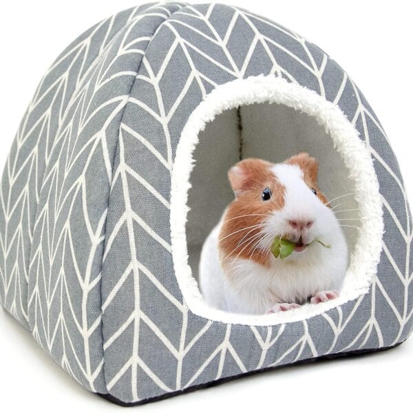 Guinea Pig Hideout Bed Dwarf Rabbit House Cave Accessories Cozy Hide-Out for Little Bunny Hedgehog Ferret Chinchilla&Other Small Animals (Grey)