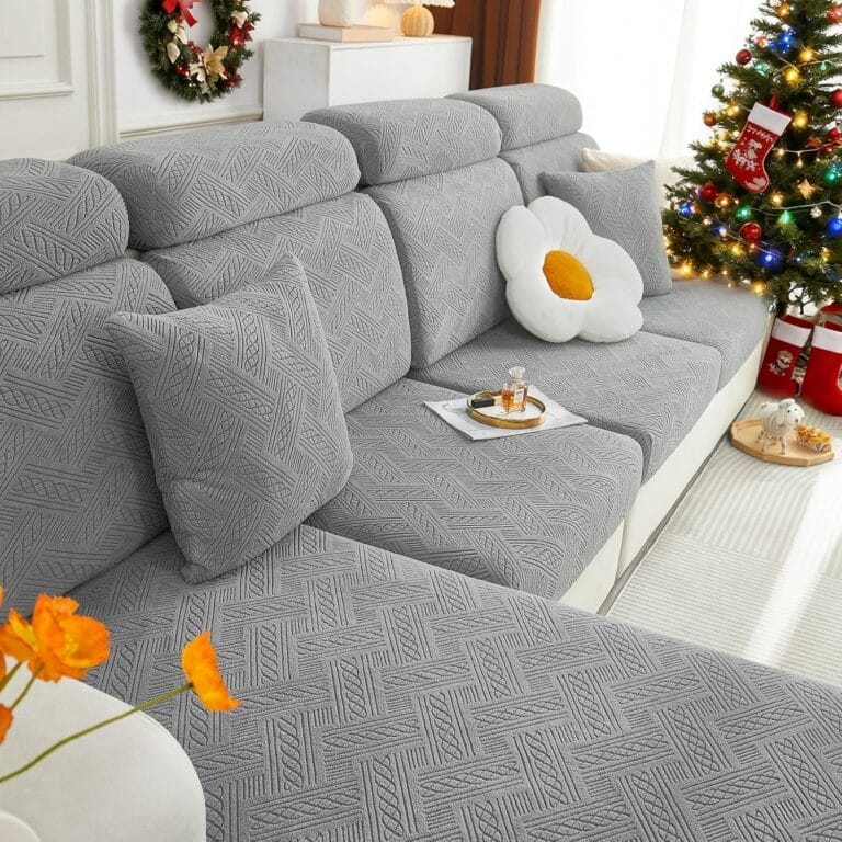 hyha Individual Couch Cushion Covers, Stretch Magic Sofa Seat Cushion Covers Washable, Dog Couch Sofa Slipcover for Pets, Kid with Elastic Bottom(3PC, Grey)