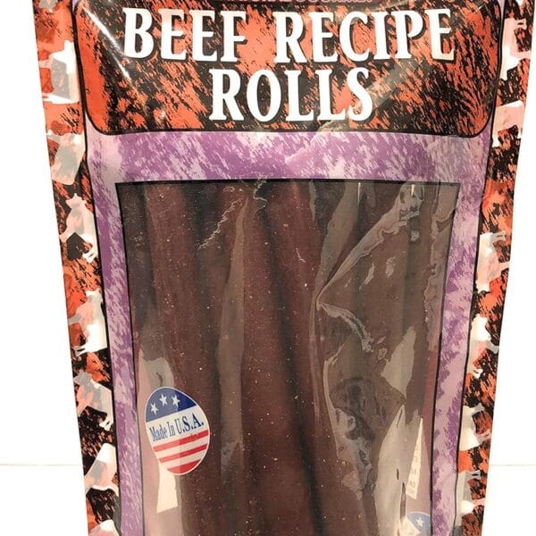 Beef Recipe Rolls Dog Treat, Made in USA, 10oz Pouch