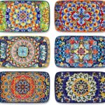 vancasso Simi 6-Piece Ceramic Salad Plates Set - 8.5 Inch, Rectangular Dessert Plates for Sushi, Appetizer, Cake - Microwave & Oven Safe, Porcelain Plates for Kitchen Decor