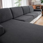 Couch Cushion Covers, Comfort Soft Magic Sofa Covers Washable Stretch Resistant Slipcovers for Sectional and L Shaped Seats Furniture Protectors for Pets (1PC Back Couch Cover, Dark Gray)