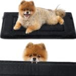 Bedsure Chew Proof Dog Bed for Small Dogs Machine Washable Dog Crate Pad Durable Kennel Pad for Chewers, Black