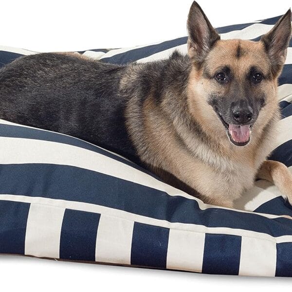 Majestic Pet Stripes Rectangle Large Dog Bed Washable Non Slip Comfy Pet Bed Dog Crate Bed with Removable Washable Cover Dog Kennel Bed for Sleeping, Polyester Fiber, X-Large, Navy Blue