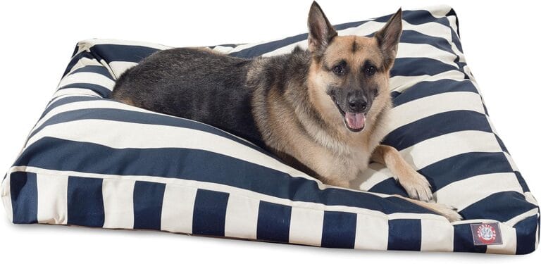 Majestic Pet Stripes Rectangle Large Dog Bed Washable  Non Slip Comfy Pet Bed  Dog Crate Bed with Removable Washable Cover  Dog Kennel Bed for Sleeping, Polyester Fiber, X-Large, Navy Blue