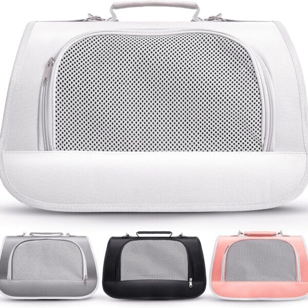 Small Pet Carrier for Cats, Rabbits, Guinea Pigs  Airline Approved Soft-Sided Travel Bag, Lightweight Dog Carrier, Ventilated & Foldable (Up to 10 lbs, Beige)