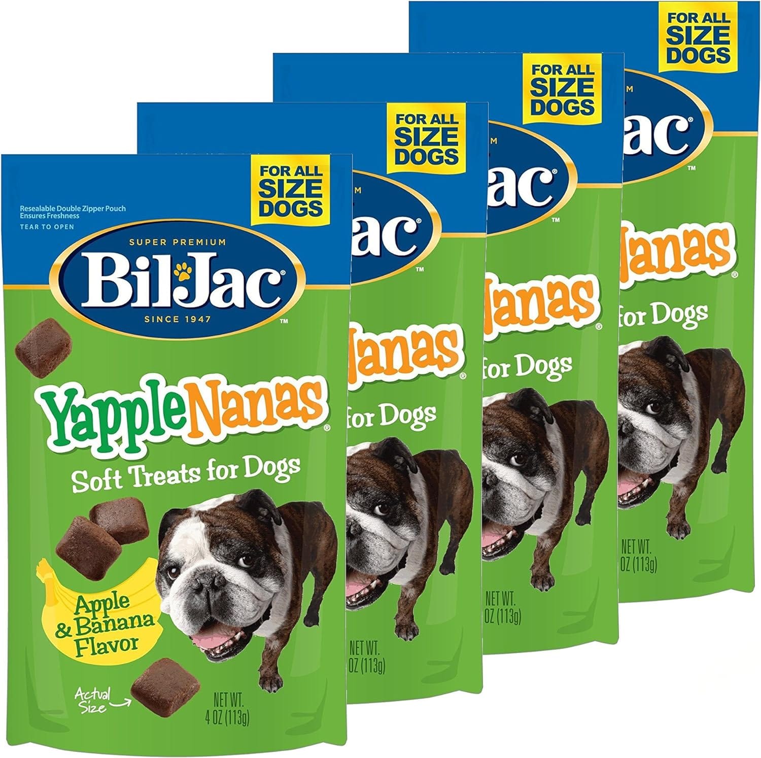 Bil-Jac Yapple-Nanas Soft Treats for Dogs, Apple Banana Flavor, Made with Real Chicken Liver, 4oz (4-Pack) Bil-Jac Yapple-Nanas Soft Treats for Dogs, Apple Banana Flavor, Made with Real Chicken Liver, 4oz (4-Pack)