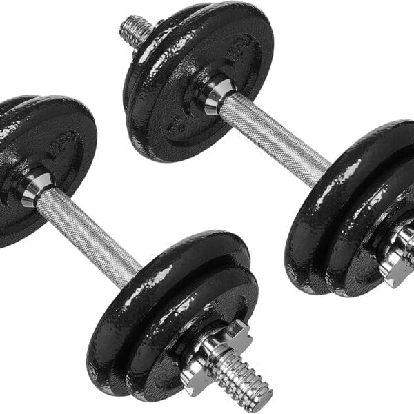 Amazon Basics Adjustable Dumbbell Hand Weight Set, 38 pound, Black