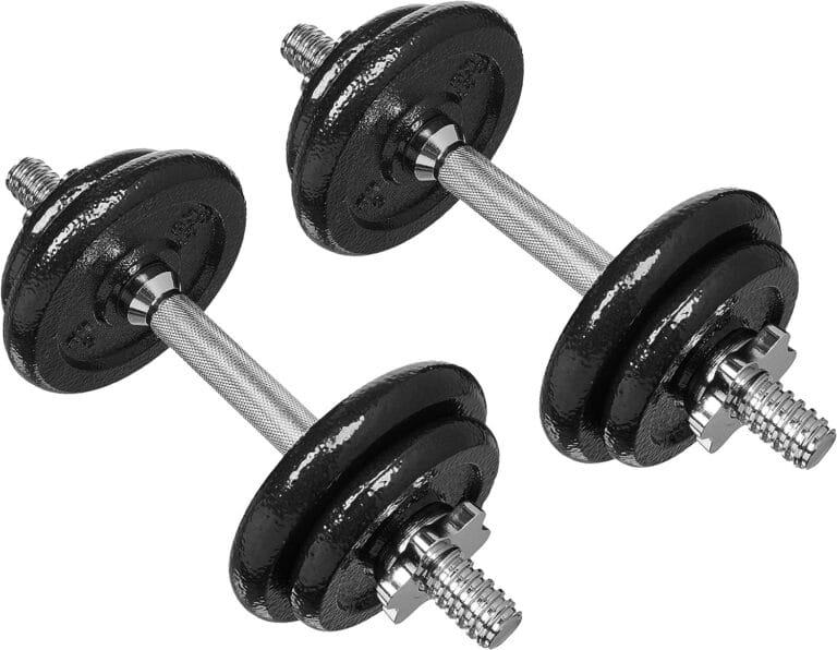 Amazon Basics Adjustable Dumbbell Hand Weight Set, 38 pound, Black