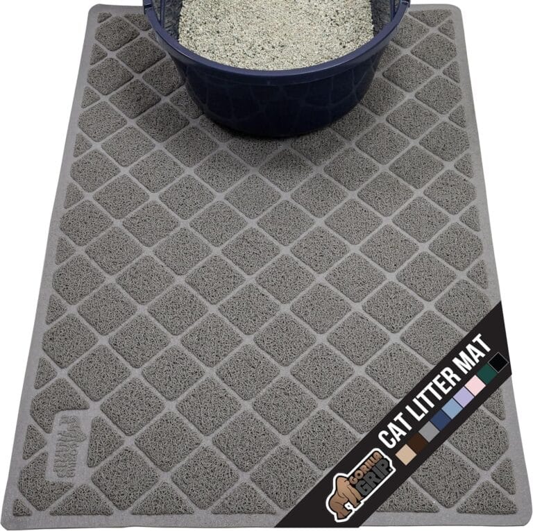GORILLA GRIP Cat Litter Box Mat, Water Resistant, US Designed Kitty Litter Trapping Mats, Easy to Clean, Scatter Control, Less Mess and Clean Floors, Kitten Supplies for Indoor Cats, 24x17 Gray