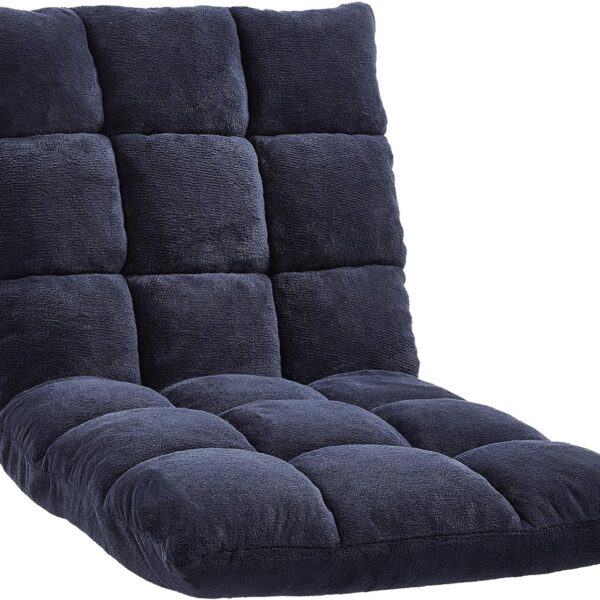 Amazon Basics Adjustable 14-Position Memory Foam Floor Chair with Back Support, Portable, 41.3"D x 21.3"W x 6"H, Navy