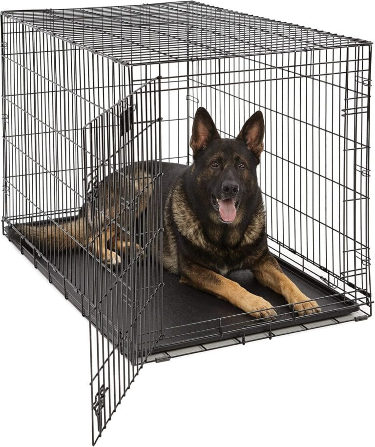 MidWest Homes for Pets XL LifeStages Single Door 48-Inch Folding Dog Crate, Enhanced Security, Includes Leak-Proof Pan, Divider Panel, Handle, Rubber Feet