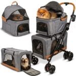Double Pet Stroller with Detachable Carriers - Ideal for 2 Dogs or Cats - Compact & Convenient Design - Easy Assembly Double Dog Stroller - Graphite Gray
